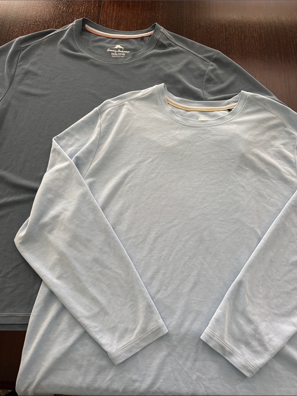 Tommy Bahama Long-Sleeve Crew Neck Shirt - Pale Blue & Slate Blue short sleeve